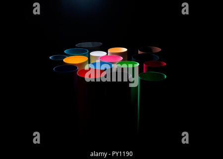 Multi-colored cardboard tubes Stock Photo