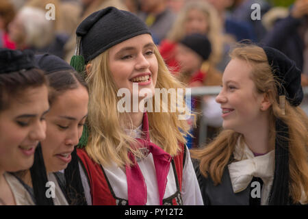 Portrait of a women dressed in Iceland's national costume, independence day, June 17th, Reykjavik, Iceland. Stock Photo