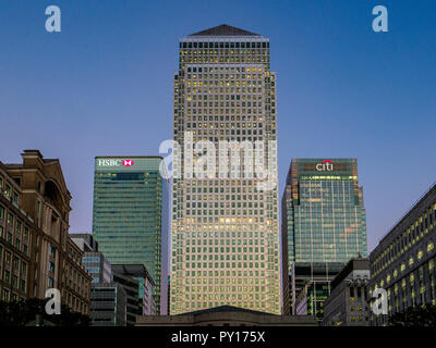 Canary Wharf London - Canary Wharf development in London's Docklands Stock Photo