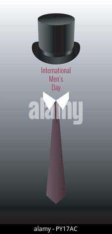 International Mens Day. Concept of social gender event. Top hat, collar, tie. Holiday name Stock Vector
