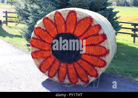 Hay bale art Stock Photo