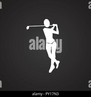 Golf player on black background Stock Vector