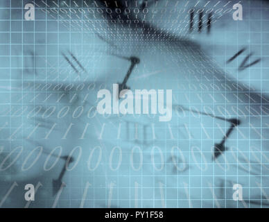 Clock abstract binary 1 0 background wallpaper design Stock Photo - Alamy