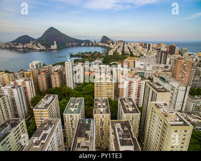 City of Rio de Janeiro, District of Leblon with the lagoon Rodrigo de Freitas in the background. Brazil South America. Stock Photo