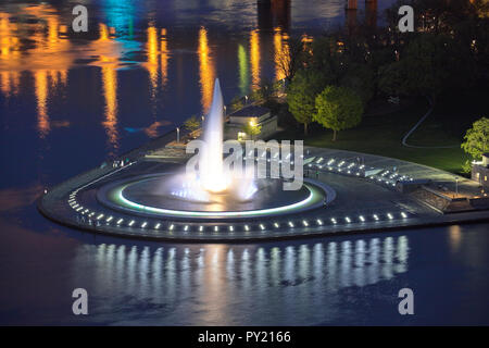 Point State Park Fountain in twilight Pittsburgh, Pennsylvania, USA Stock Photo