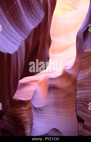 Colorfully illuminated walls of the Antelope Canyon, Page, Arizona, USA Stock Photo