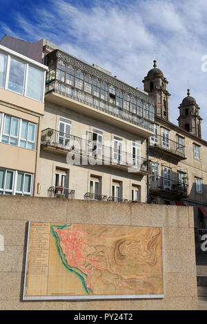 Tile map in Pedra Square, Old Town Vigo, Galicia, Spain, Europe Stock Photo