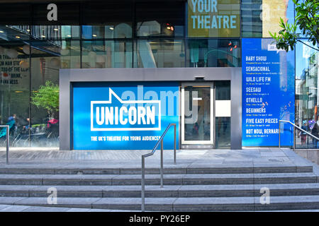 Modern front Unicorn Theatre charity for very young to young adult audiences in RIBA award winning building Tooley Street Southwark London England UK Stock Photo