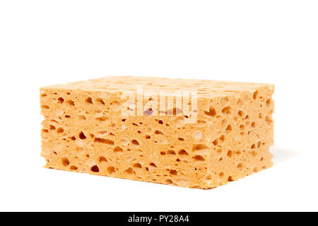 Big porous sponge isolated on white background. Stock Photo