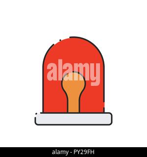 Fire alarm with light. Flat icon. Security system in office vector illustration. Stock Vector