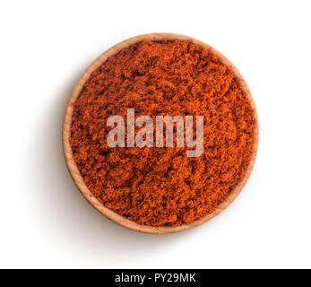 Red paprika powder isolated on white background. Top view Stock Photo