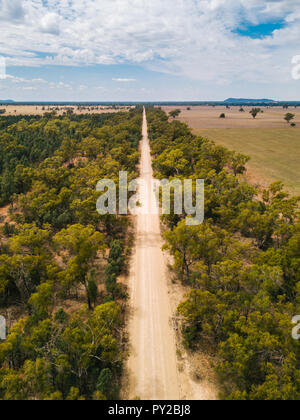 Aerial Image of a Dirt Road in the Australian Outback Stock Photo