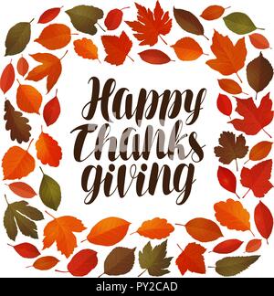 Happy thanksgiving, greeting card. Holiday banner. Vector illustration Stock Vector