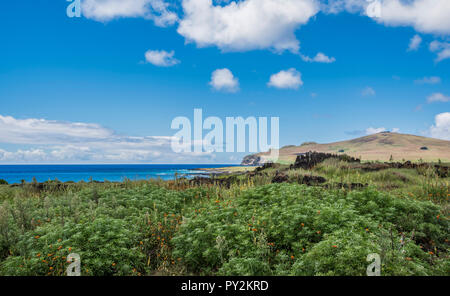 Panorama towards Te Pito Kura site Stock Photo