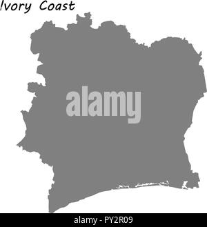 Ivory Coast country silhouette. High detailed map. Solid blue vector ...