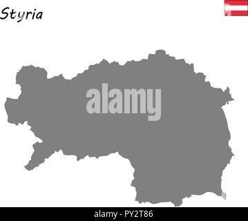 High Quality map of Styria is a state of Austria Stock Vector