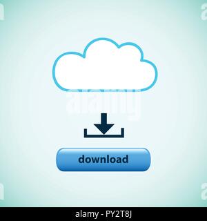 cloud with download button concept vector illustration Stock Vector