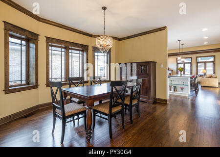 Dining room in a renovated bungalow on the Northwest side. Stock Photo