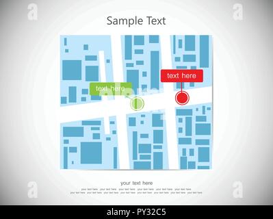 Road intersection in city and show coordinates Stock Vector