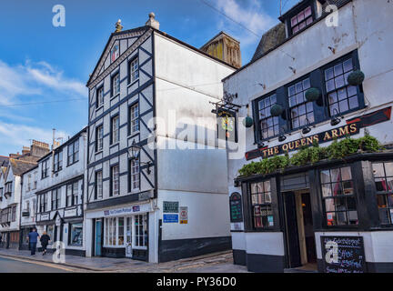 9 June 2018: Plymouth, Devon, UK - Southside Street and the Queens Arms, in the Plymouth Barbican area. Stock Photo