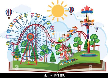 A pop up book fun fair theme illustration Stock Vector