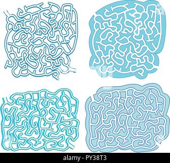 A set of maze puzzle game template illustration Stock Vector