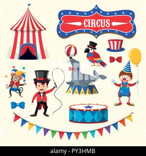 Circus Performance With Animals Element illustration Stock Vector