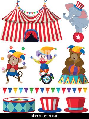 A Set of Circus Entertainment Show illustration Stock Vector
