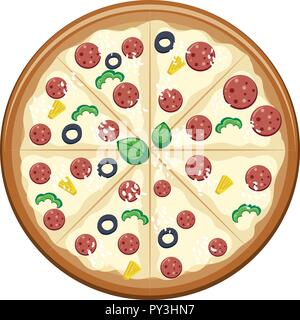 An Italian Pizza From Top View illustration Stock Vector