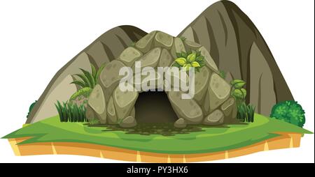 A Stone Cave on White Background illustration Stock Vector
