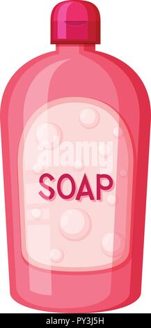 A Pink Container Soap on White Background illustration Stock Vector