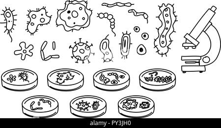 A Set of Doodle Bacteria illustration Stock Vector