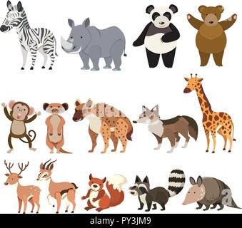 A Set of Animals on White Background illustration Stock Vector