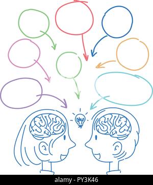 Doodle of speech bubbles and people illustration Stock Vector