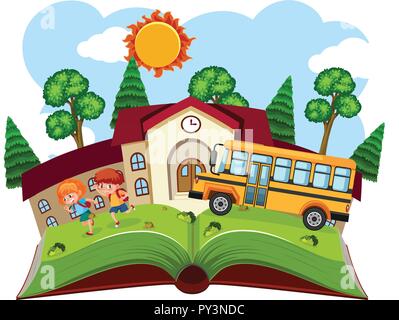 Open book school theme illustration Stock Vector