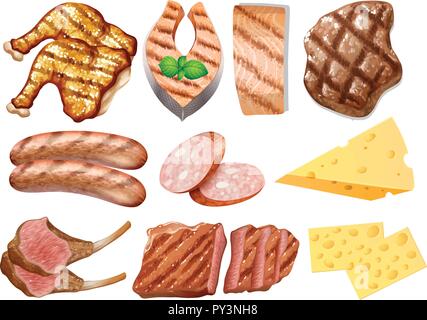 A Set of Protein Food illustration Stock Vector