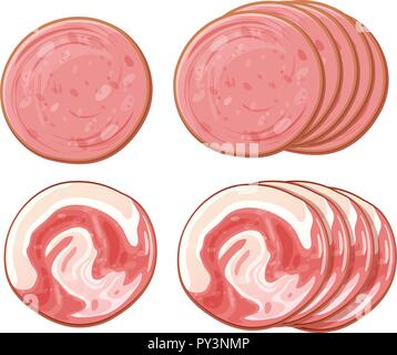 Set of different salami illustration Stock Vector