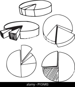 A Set of Doodle Pie Chart illustration Stock Vector