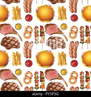 Seamless pattern of protein food illustration Stock Vector