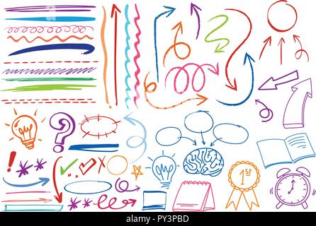 A Set of Colourful Doodle Symbol illustration Stock Vector