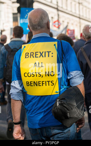 Remain campaign protesters at the People's Vote March, demanding a vote on the final Brexit deal,thousands marched through London wanting to be heard. Stock Photo