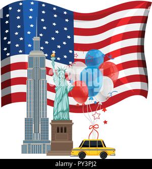 New York American City Landmarks Vector Seamless Pattern Stock Vector ...