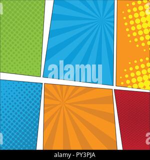Colored comic page Stock Vector
