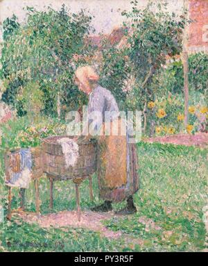 Camille Pissarro A Washerwoman at Éragny Stock Photo