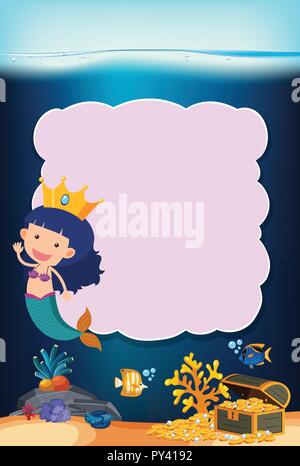 girl mermaid underwater frame concept illustration Stock Vector