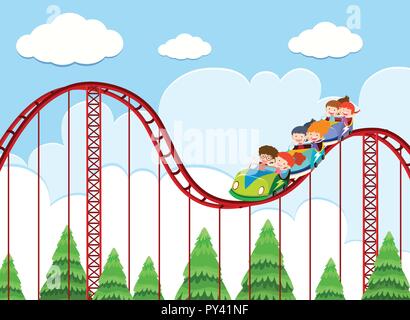 A roller coaster ride at theme park illustration Stock Vector