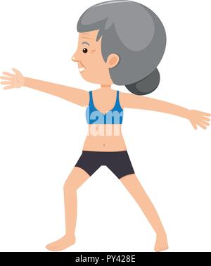 elderly lady doing yoga illustration Stock Vector