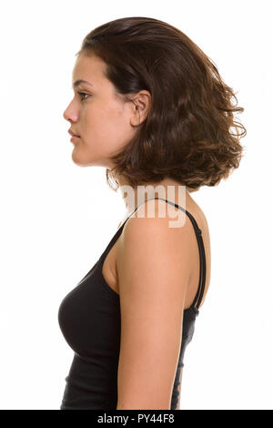 Profile view of young beautiful Caucasian teenage girl Stock Photo