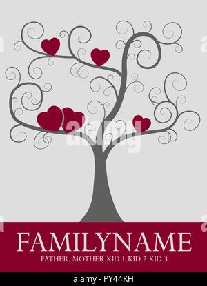 Family Tree with hearts Stock Vector