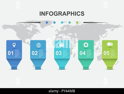 Infographic design template with five elements, stock vector Stock Vector